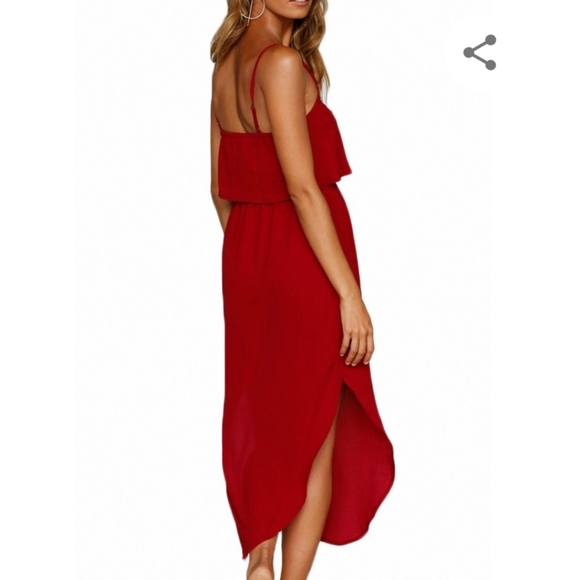 Women's Adjustable Strappy Midi Dress – Rayon Spandex Summer Dress With Side Split, Purple Grey